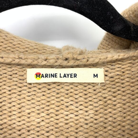 Marine Layer Pullover Hoodie Sweater Womens Size Medium Tan Wool Alpaca Blend - Picture 5 of 6